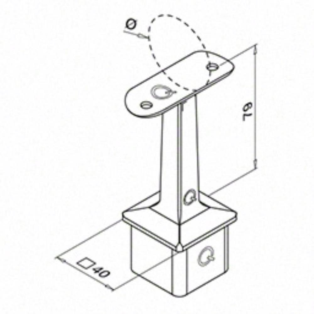 SL4710R - Square Line Handrail Bracket for Round Tube