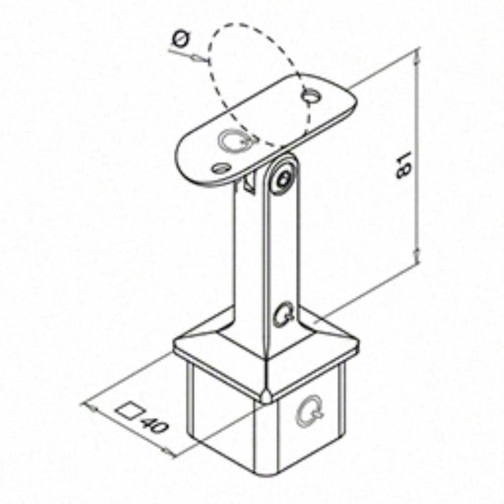 SL4718R - Square Line Adjustable Handrail Bracket for Round Tube