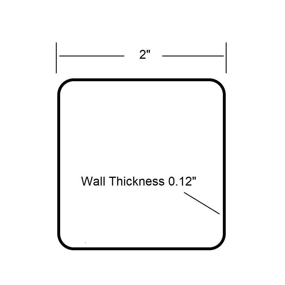 C16164 - 2" Square x  0.12" Wall Thickness Tubing