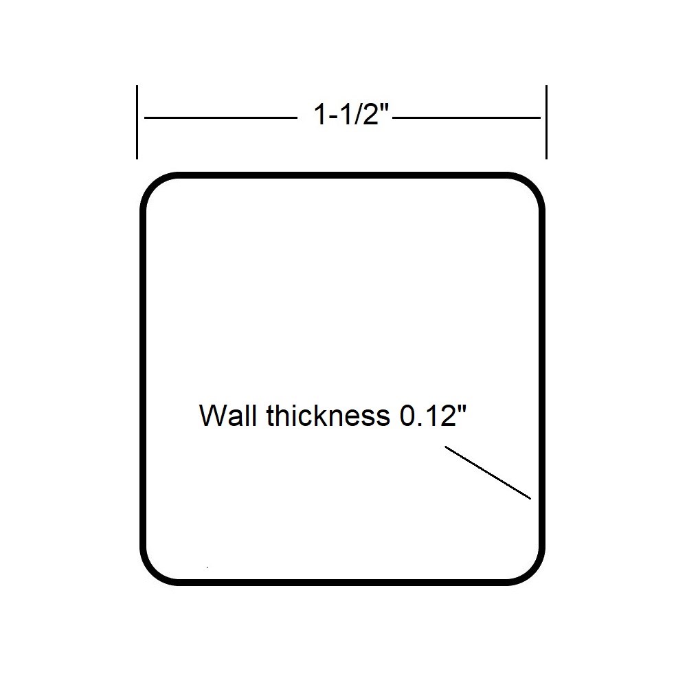 C12124 - 1-1/2" Square x  0.12" Wall Thickness Tubing