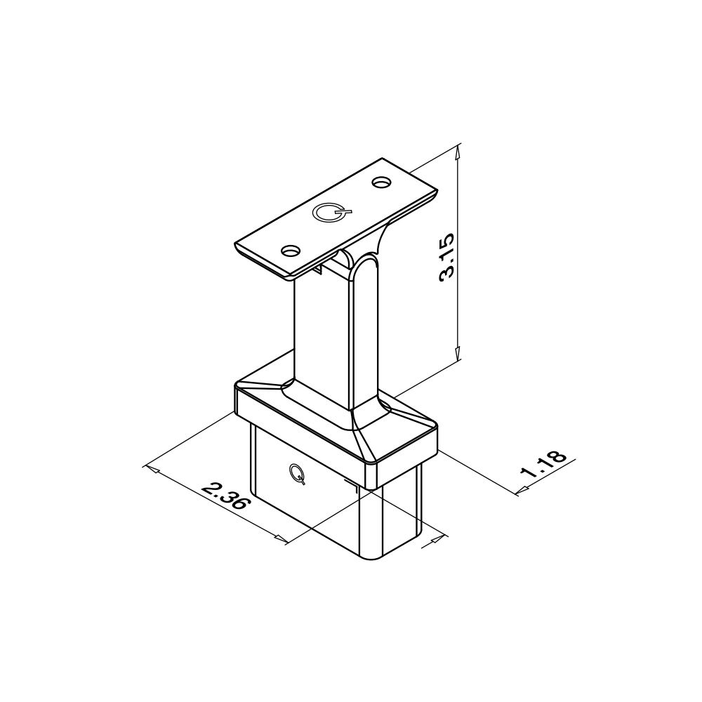 RL4719F - Adjustable Rectangular Line Handrail Bracket