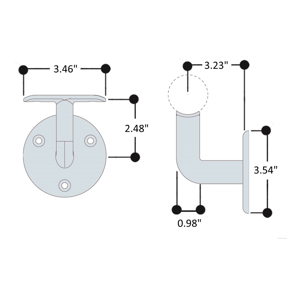 KK570 - Wall Mounted Handrail Bracket