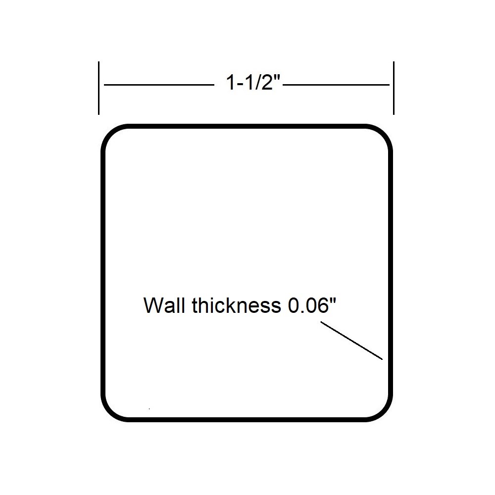 C12122 - 1-1/2" Square x  0.06" Wall Thickness Tubing