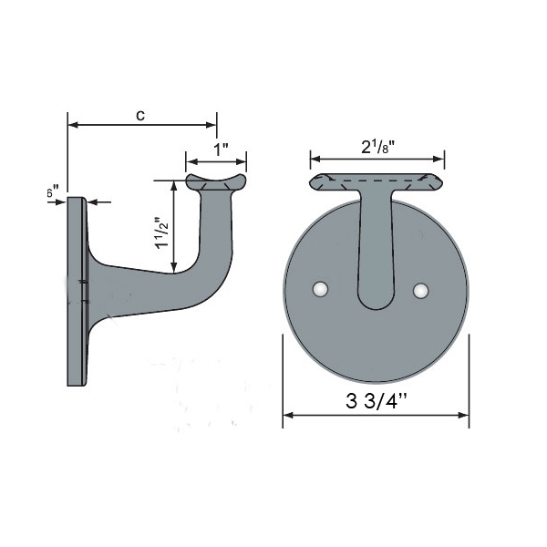 Steel Wall Mounted Bracket Cast 2 Hole Universal Saddle 3"