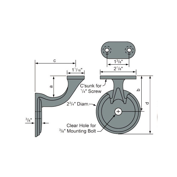 Steel Wall Mounted Bracket Cast Flat Saddle With One 7/16" Mounting Hole