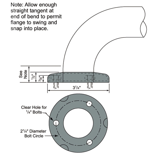 Snap-On Cover Flange Base Milled Stainless Steel 304 1-1/2" IPS