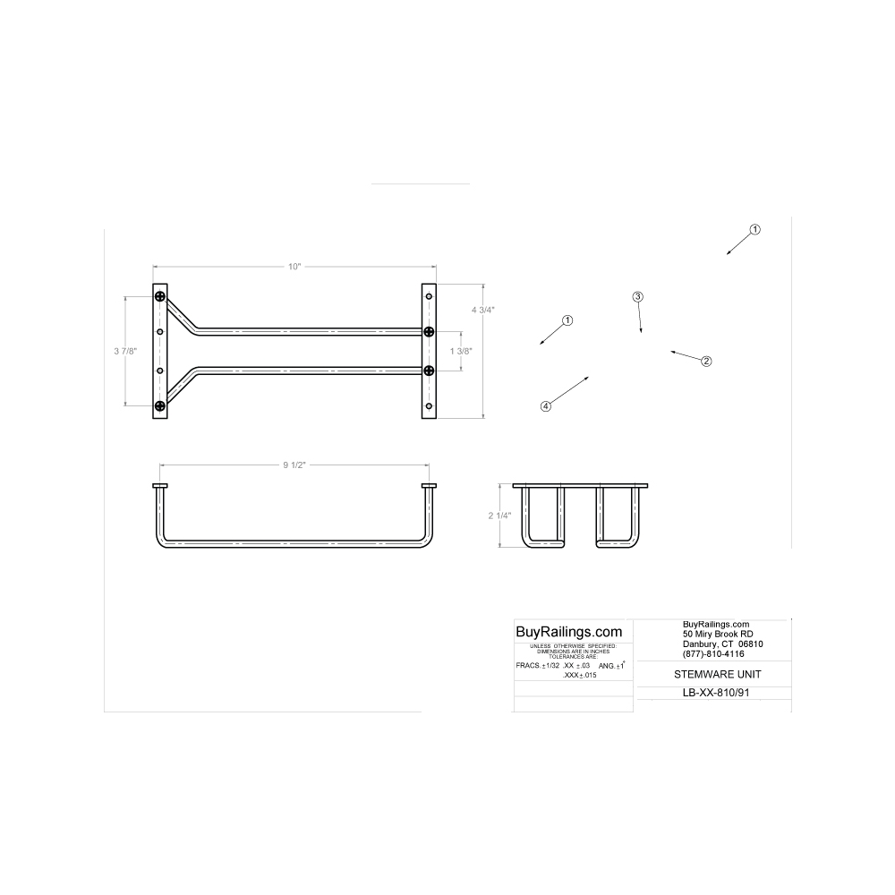 Satin Nickel Pre-assembled Stemware Rack