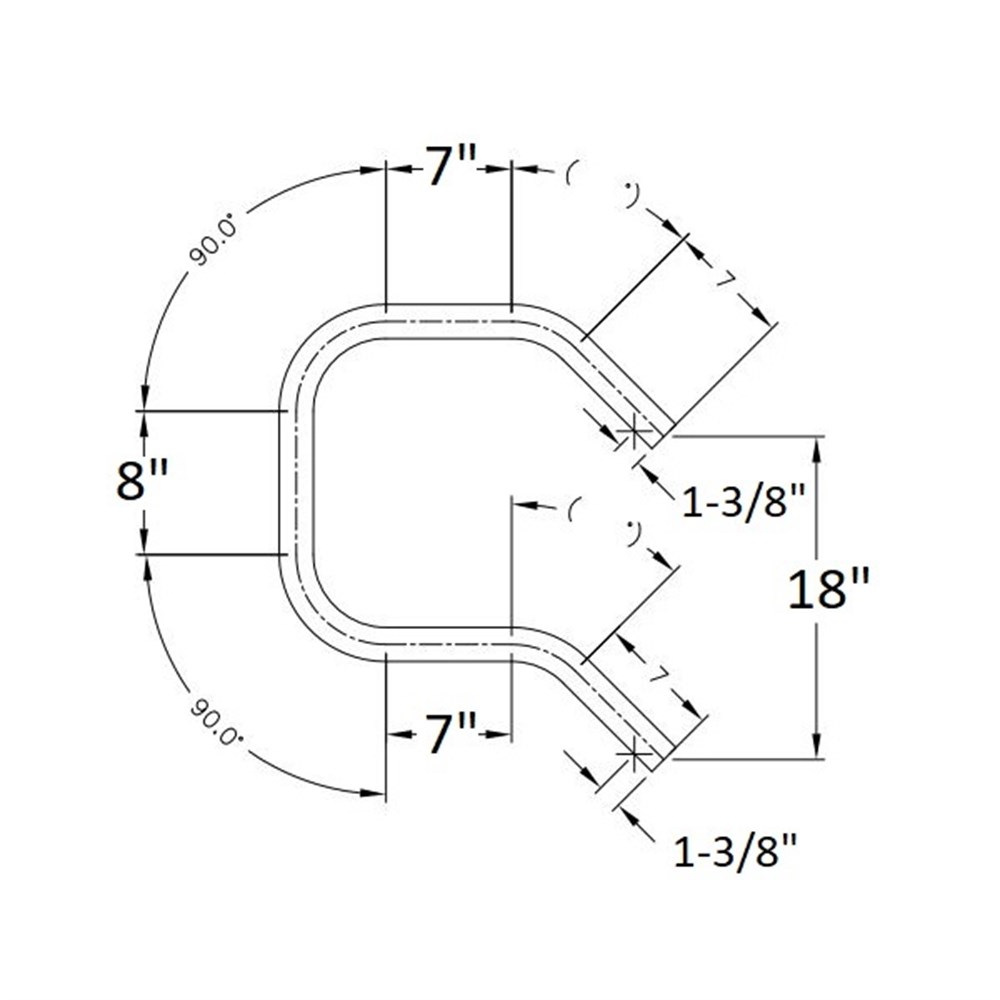 End Loop  2-Rail Anodized Aluminum 6063 T6 -  Pipe Size 1-1/2" IPS - Level