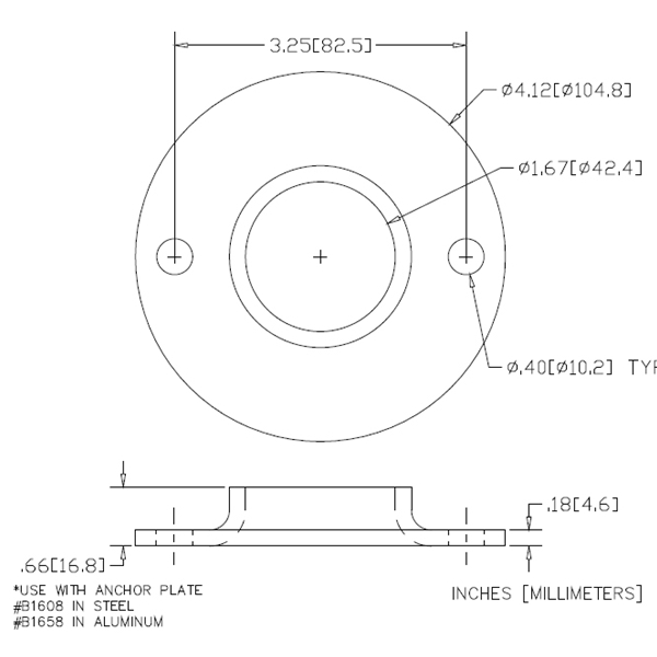 Extra Heavy Flat Base Flanges With 2 Holes Aluminum Mill Finish 1-1/4" IPS