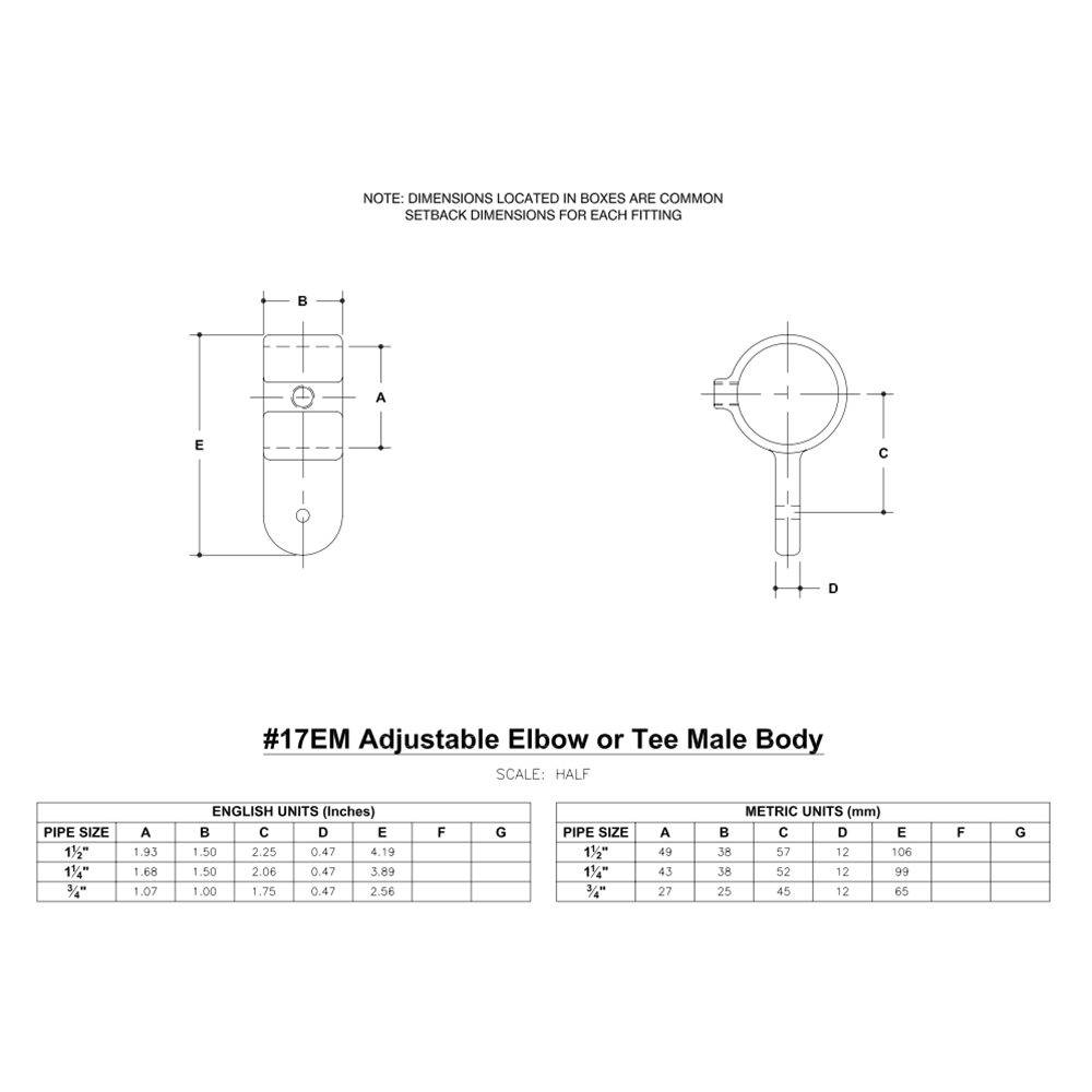 17EM - Adj. Elbow or Tee-E Male Body