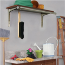 All-in-One Folding Shelf W/ Rod - Cherry Shelf, Chrome Rod