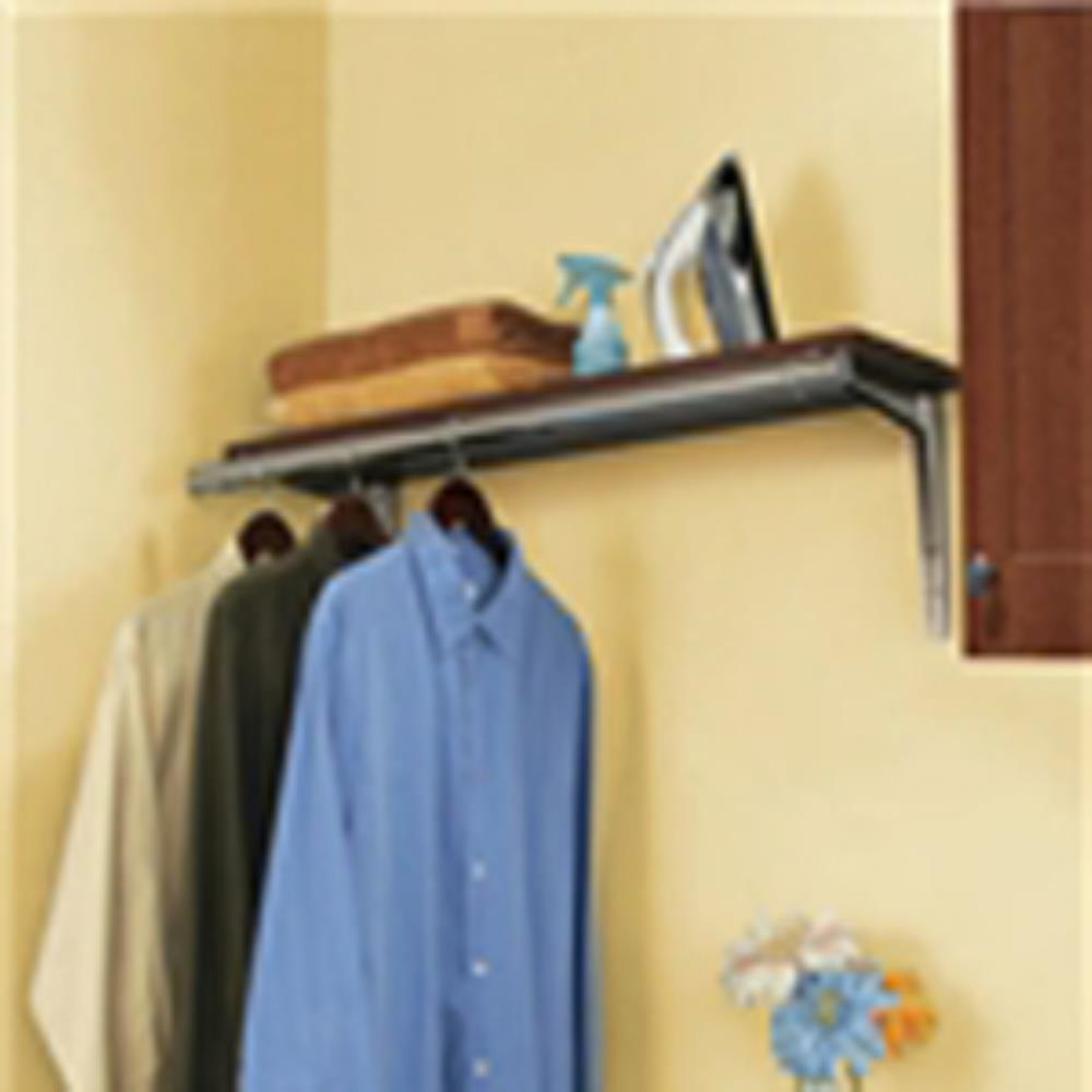 All-in-One Folding Shelf W/ Rod - Cherry Shelf, Chrome Rod