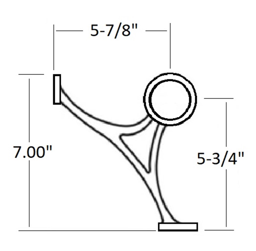 Combination Foot Rail Bracket Finish in Polished Brass for 2" Tubing