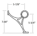 Combination Foot Rail Bracket Finish in Polished Brass for 2" Tubing