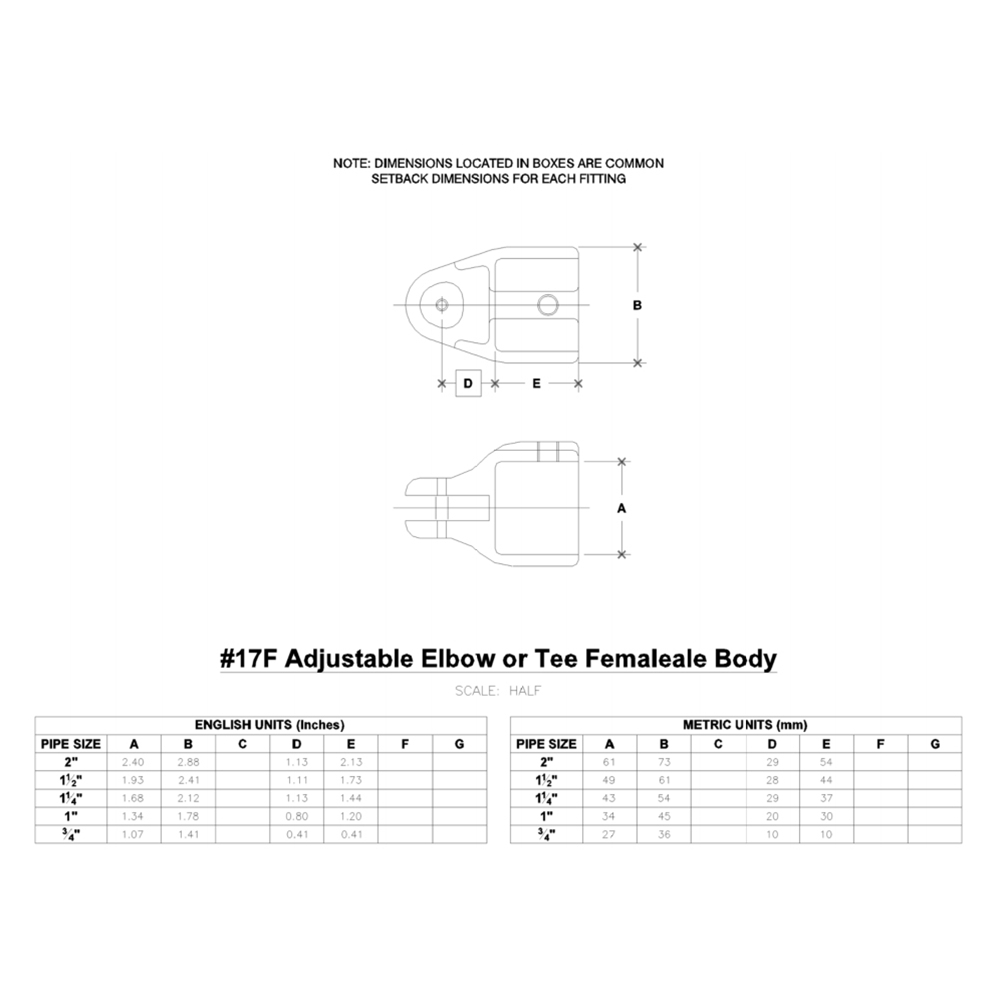 17F - Adj. Elbow or Tee Female Body