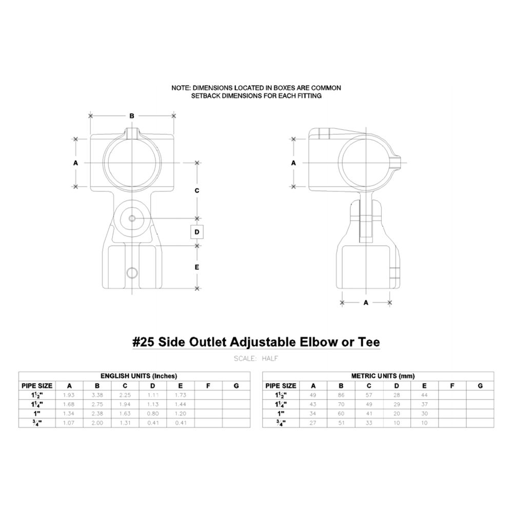 25 - Side Outlet Adj. Elbow or Tee