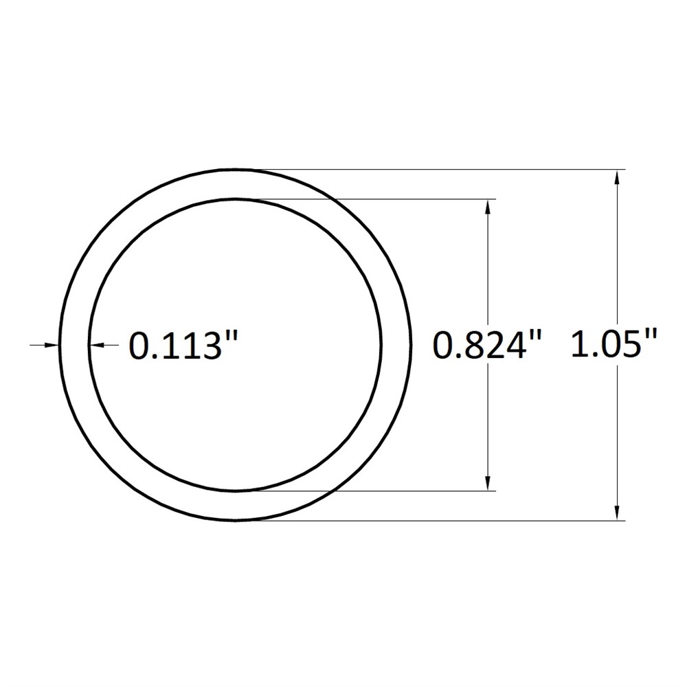 6 Feet 3/4" IPS Aluminum Pipe Schedule 40 (0.824" ID - 1.050" OD - 0.113" Wall)