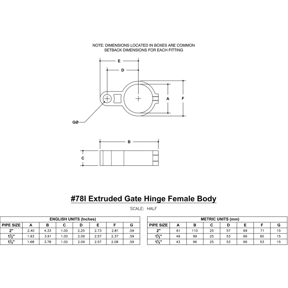 78I - Gate Hinge Female Extrusion