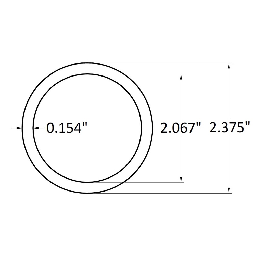 4 Feet 2" IPS Anodized Aluminum Pipe Schedule 40 (2.067" ID - 2.375" OD - 0.154" Wall)