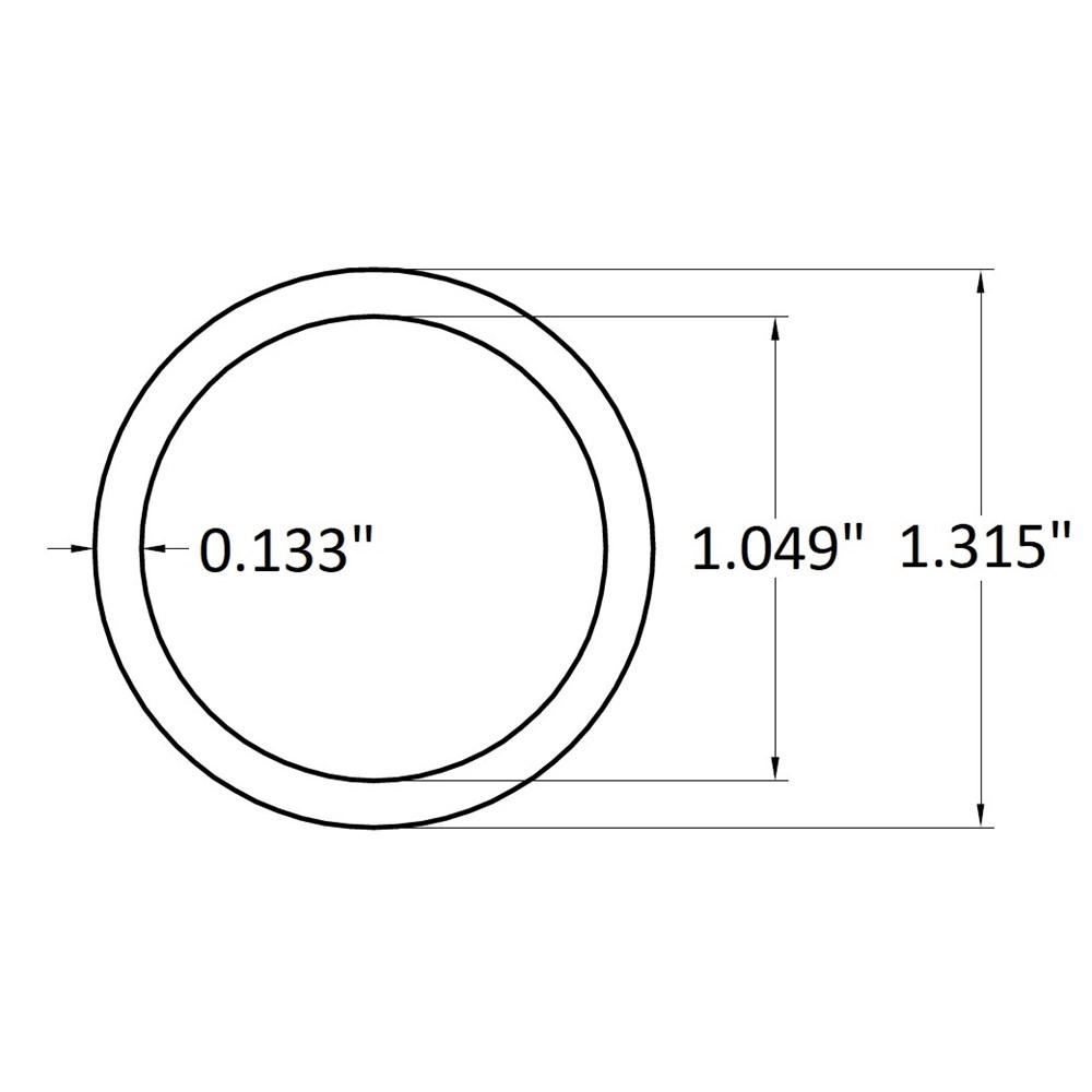 4 Feet 1" IPS Mill Aluminum Pipe Schedule 40 (1.049" ID - 1.315" OD - 0.133" Wall)