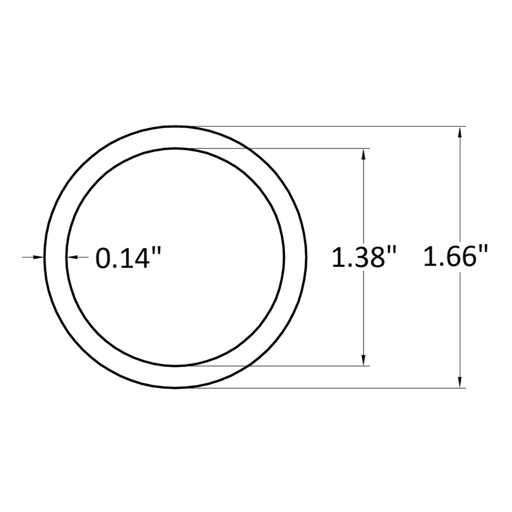 6 FT 1-1/4" IPS Aluminum Black Anodized Pipe Schedule 40 (1.380" ID - 1.660" OD - 0.140" Wall)