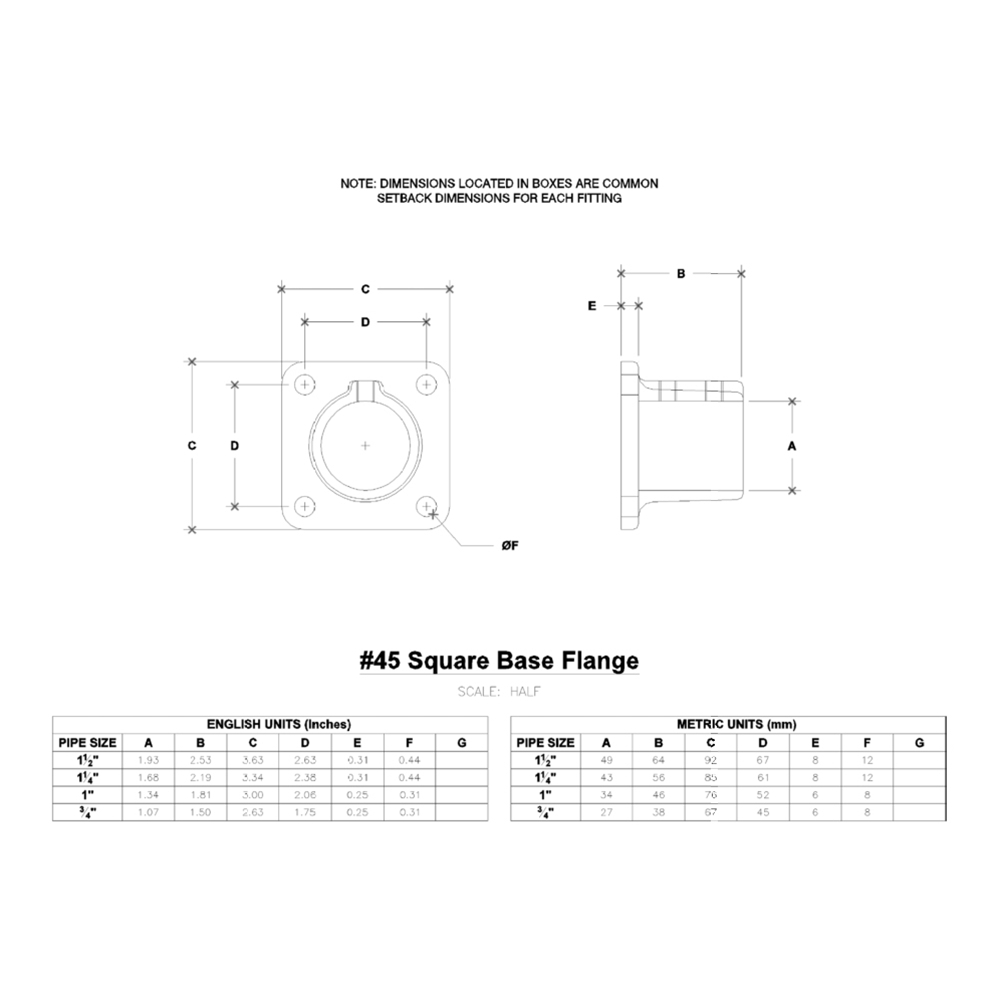 45 - Square Floor Flange