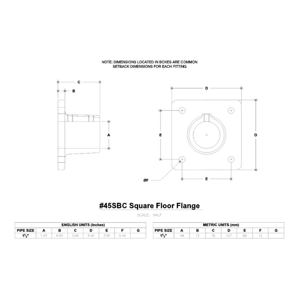 45SBC - Square Base Flange