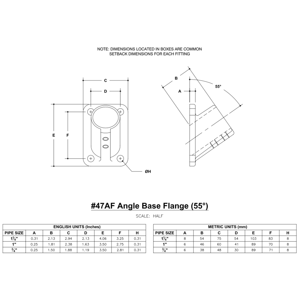 47AF - Angle Base Flange 55 DEG