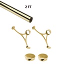 2 FT Solid Brass Bar Foot Rail Kit