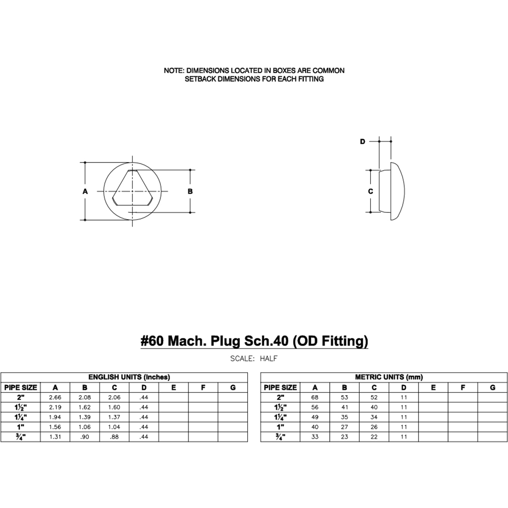 60 - Plug Sch. 40 (O.D. Fitting)