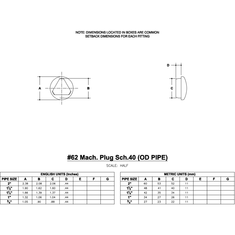 62 - Plug/End Cap for Sch 40 Pipe - Aluminum