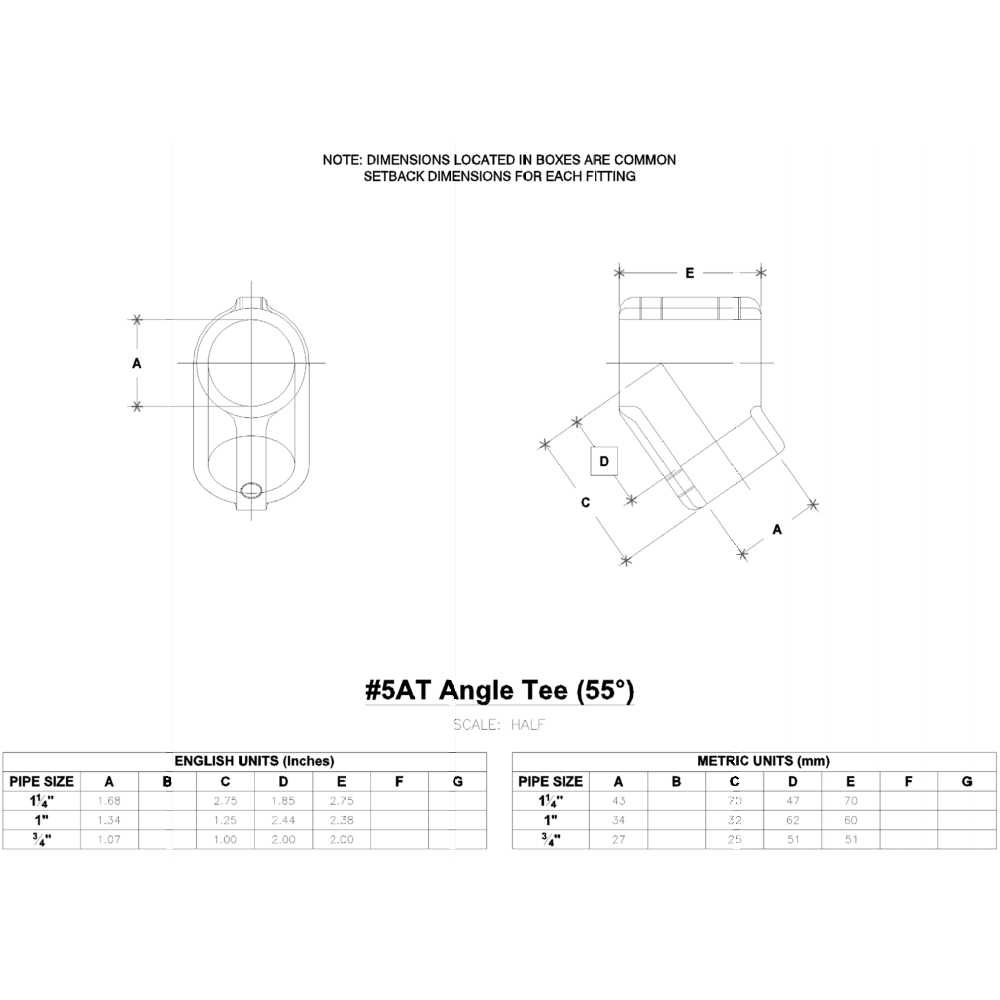 5AT - Angle Tee (55º)