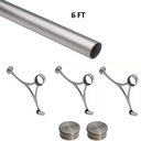 6 FT Satin (Brushed) Solid Stainless Steel Bar Foot Rail Kit