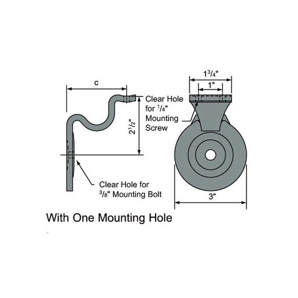 WAG-1930R - Wall Mounted Bracket Round Saddle 1/4 1 Hole