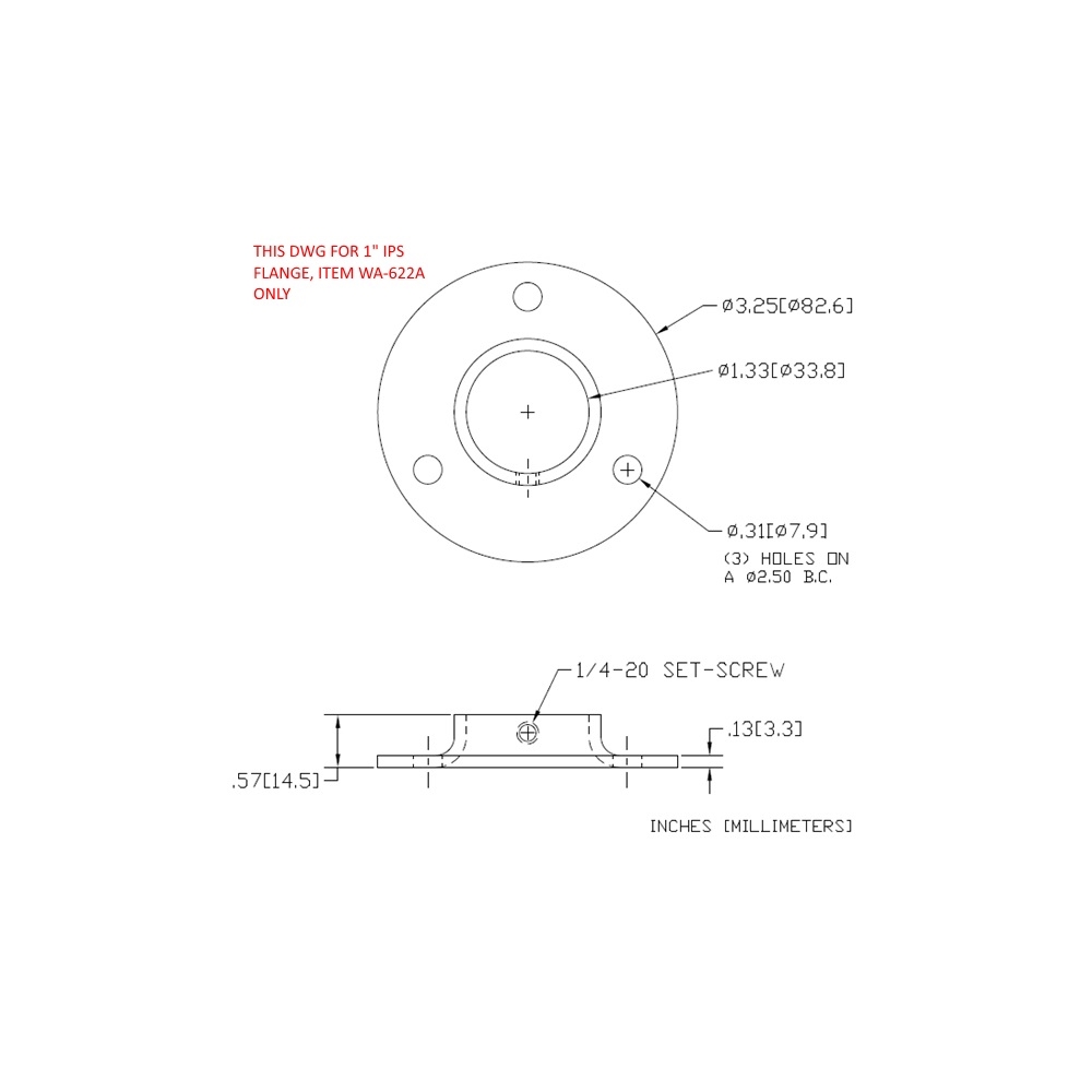 WAG-622A - Flange With Set Screw And Three Holes