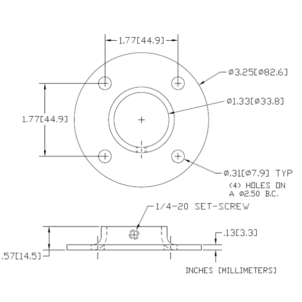 WAG-623 - Flange With Set Screw And Four Holes