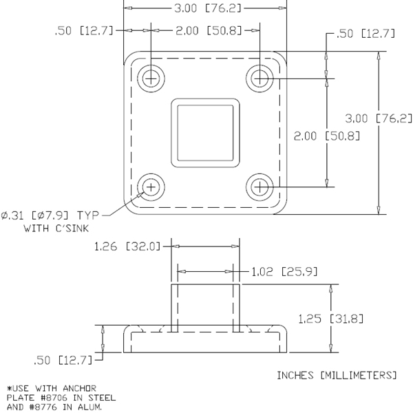 WAG-8902 - Flange With Four Countersunk Holes