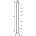 C424/36/F/B - Floor Mount 36" Post for 1/8" or 3/16" Cable