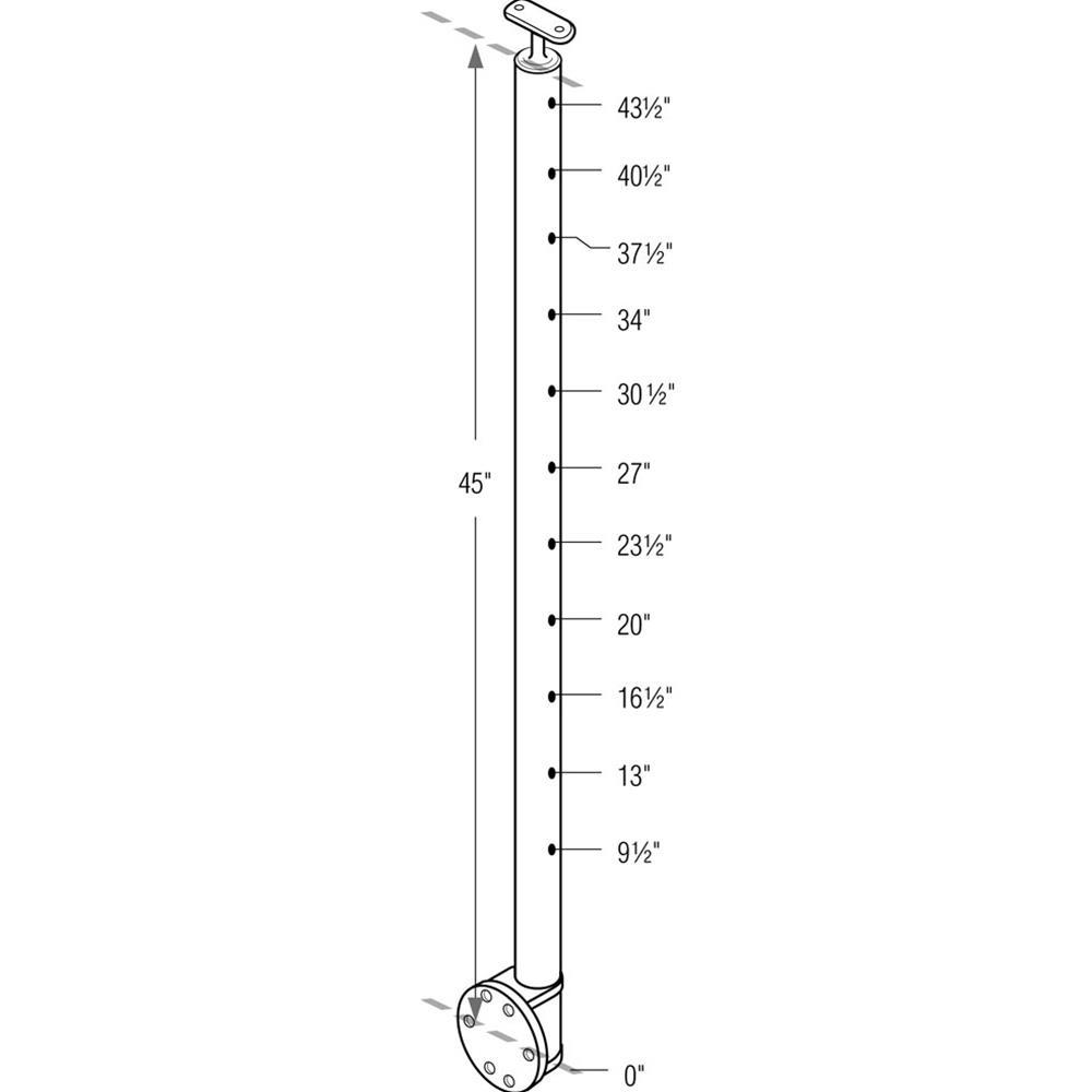 C424/42/W/B - Fascia Mount 42" Post for 1/8" or 3/16 Cable