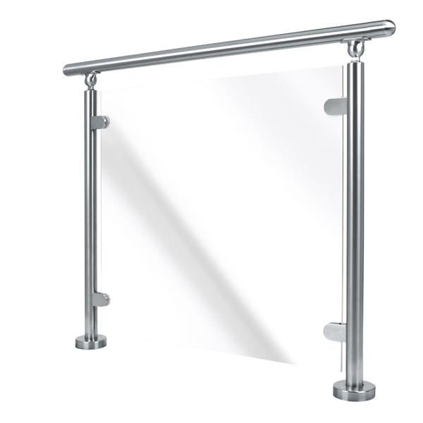 G424/36/F/MD - Floor Mount 36" Post for 3/8" Glass Rail (Satin 316 Stainless Steel)