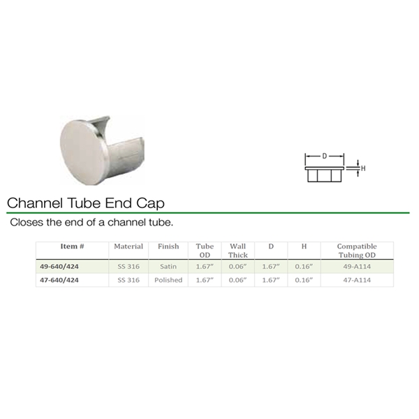 640 - Channel Tube End Cap