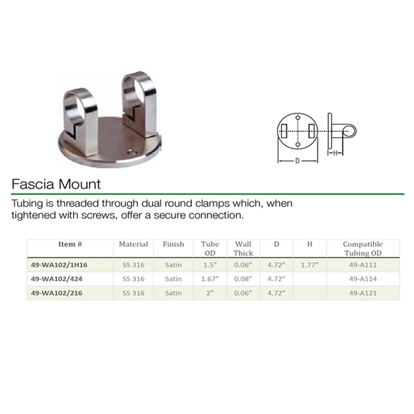 WA102 - Fascia Mount Dual Round Clamp