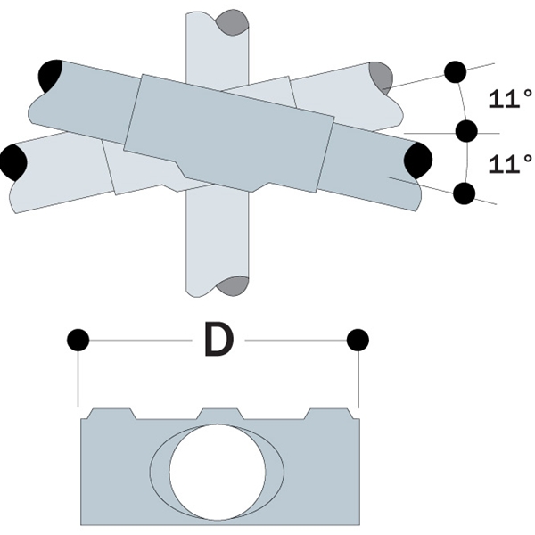 KK89 - Two Socket Angle Cross