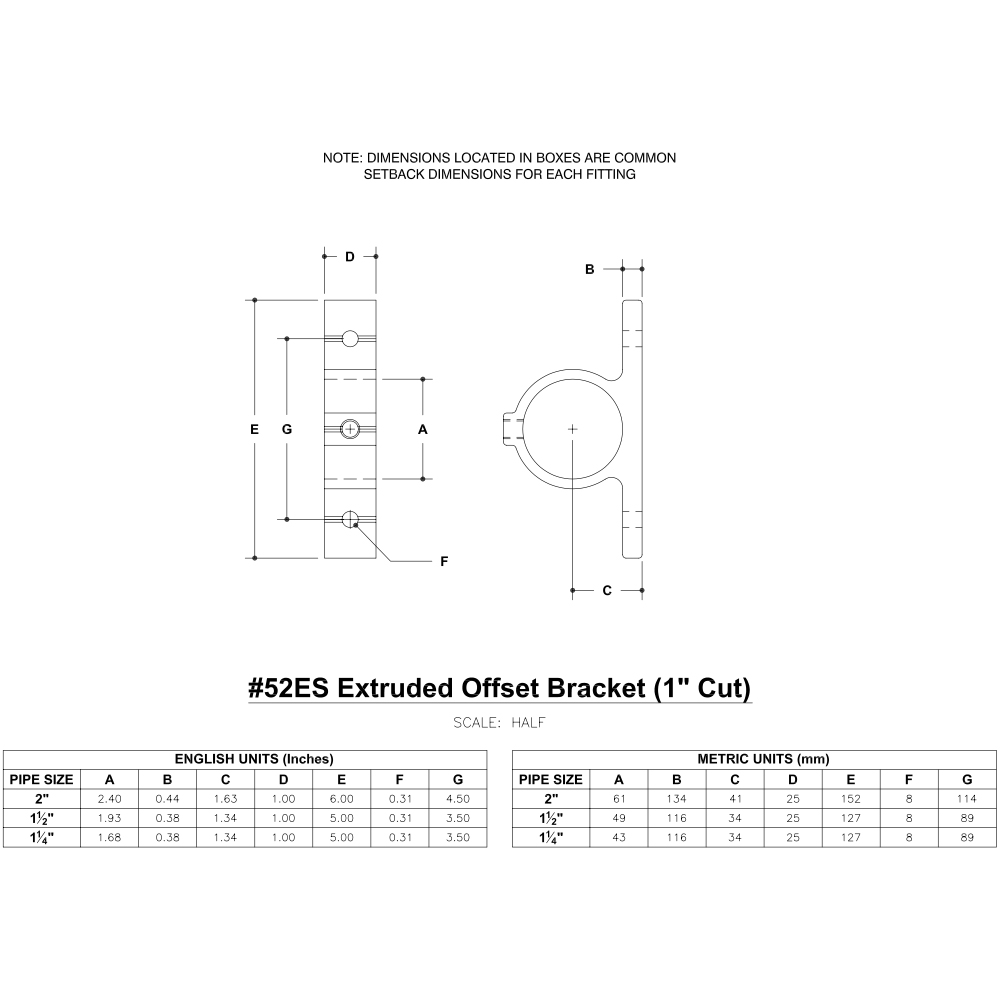 52ES - Extruded Offset Bracket (1" Cut)