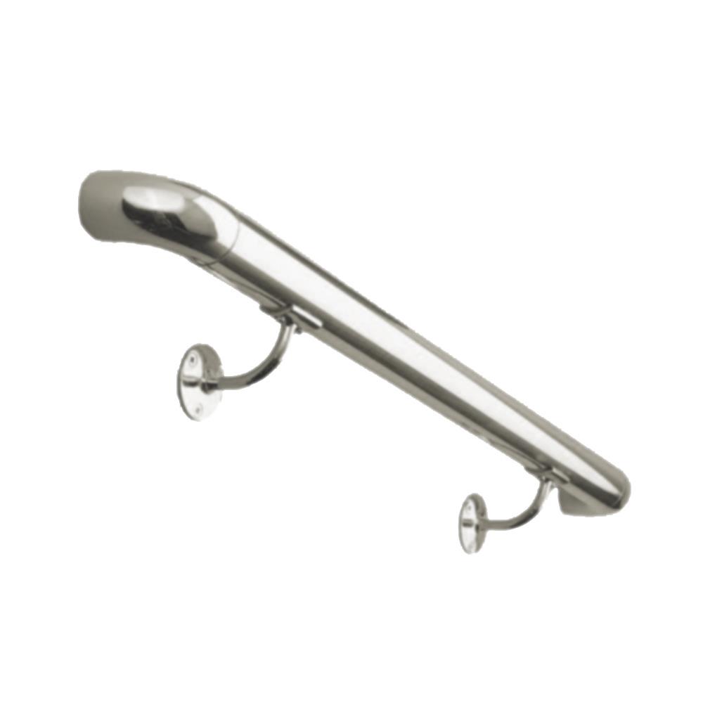 8 FT Round Satin (Brushed) Solid Stainless Steel Hand Rail Kit