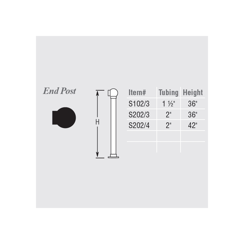 SLBPEP - Single Line Ball Posts - End Post