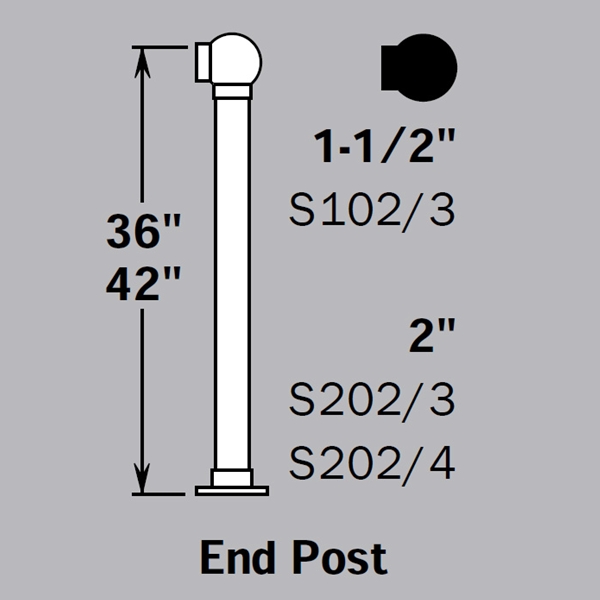 SLBPEP - Single Line Ball Posts - End Post