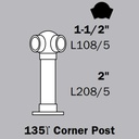 LLBPA - Low Line Ball Post - 135 Degree Corner Post