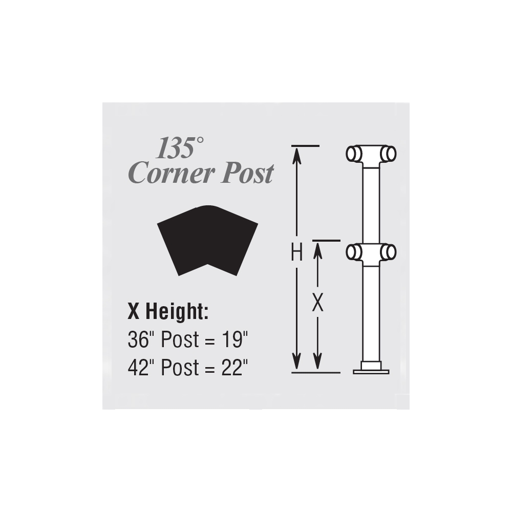 DLFPA - Double Line Flush Posts - 135 Degree Corner Post