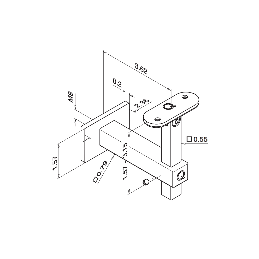 SL4145 - Square Line Adjustable Handrail Bracket